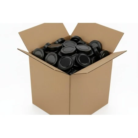 Couvercle TO 66mm noir jupe haute pasteurisable - Caisse de 720 unités Couvercles