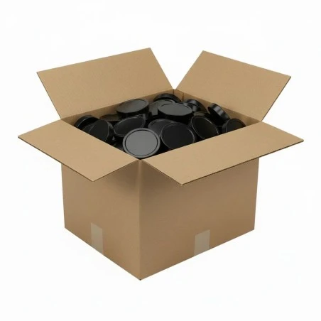 Tapa TO 70mm negra falda alta H14 pasteurizable - Caja 620 ud. Tapas de bote y cierres