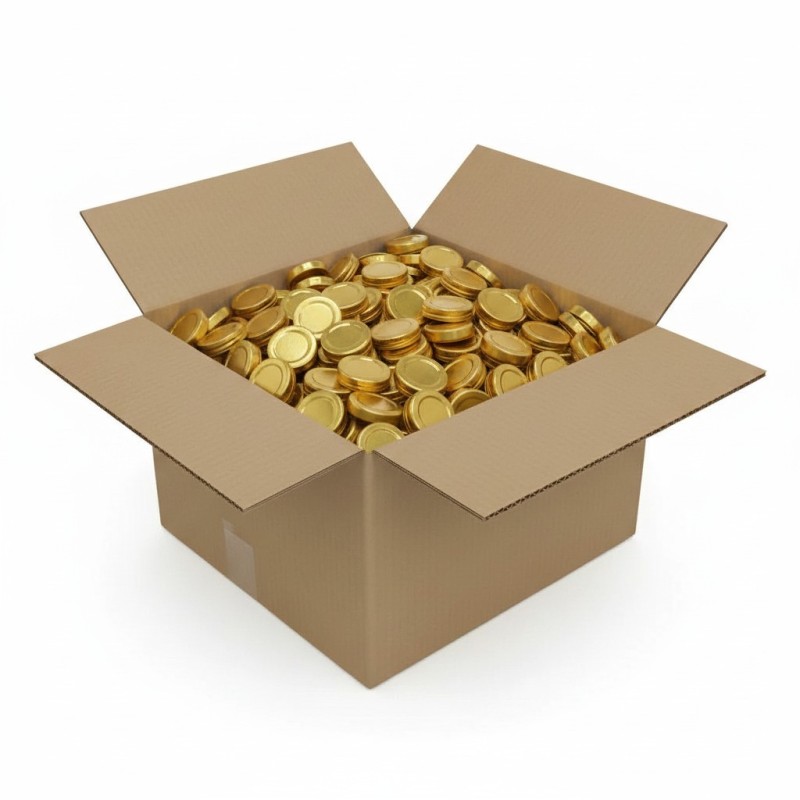 Couvercle TO 66mm doré jupe haute H14 pasteurisable - Caisse de 720 unités Couvercles