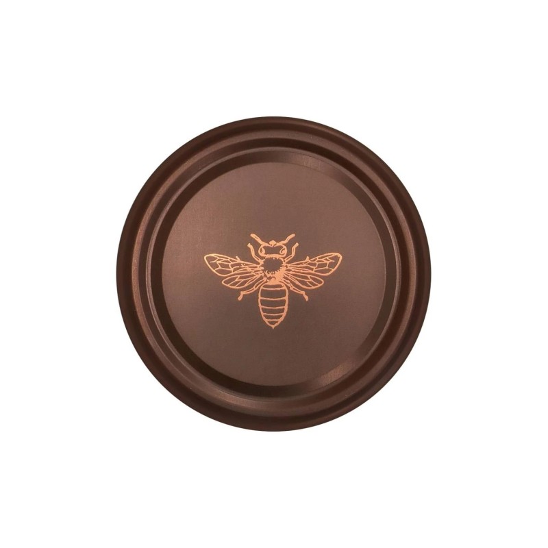 Couvercle TO 82mm bronze avec abeille cuivre pasteurisable - Pack de 16 Couvercles