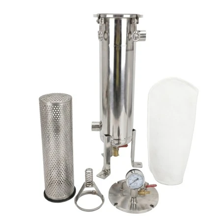 Stainless steel bag filter AISI 304 with pressure gauge (1 PP bag, size 4) Honey Strainers