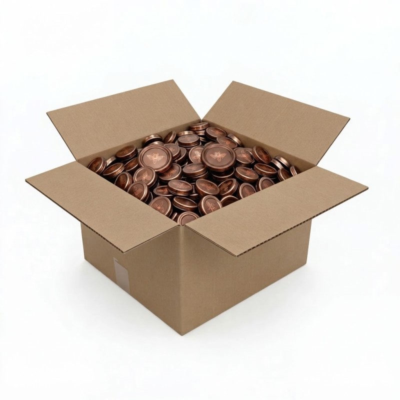 TO 82mm Bronze Lid with Copper Bee, pasteurisable - Box of 660 Caps and closures