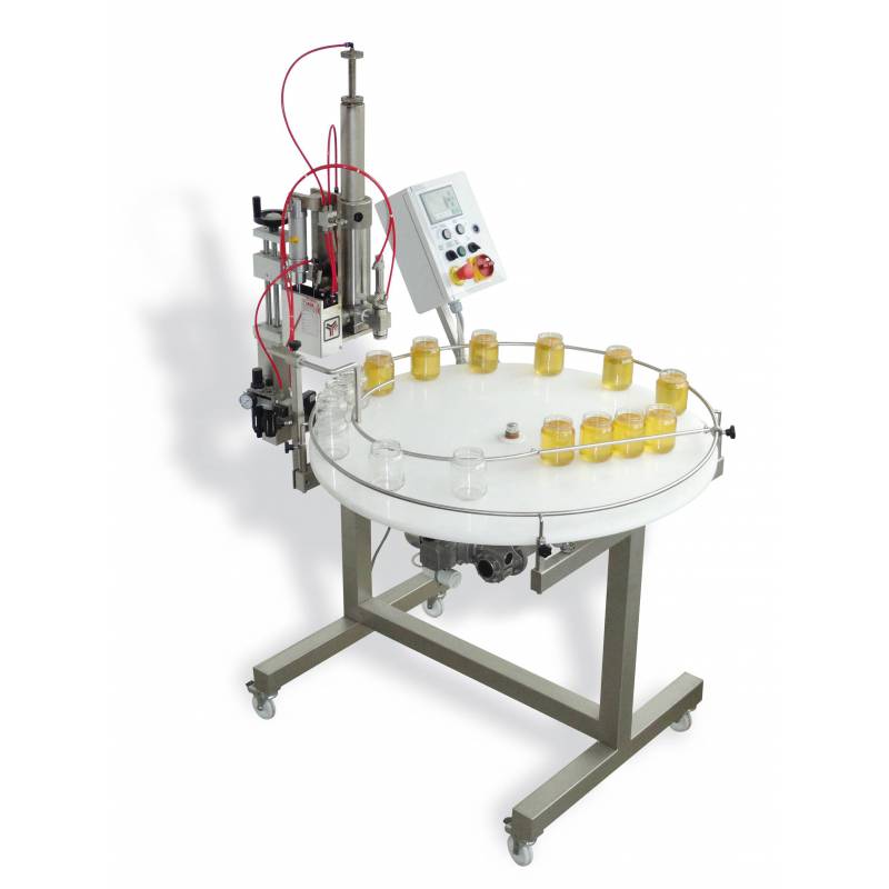 Conditionneuse pneumatique LEGA + table rotative Doseuses de miel Conditionneuse pneumatique LEGA + table rotative Doseuses de miel