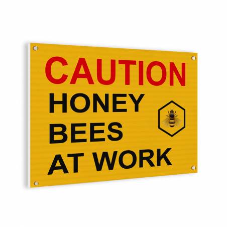 Schild Caution bees (Englisch)