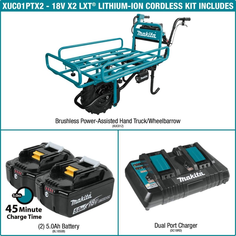 Carriola a batteria Makita® con piattaforma e batterie