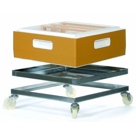 Trolley for supers with tray Transport of beehives and drums