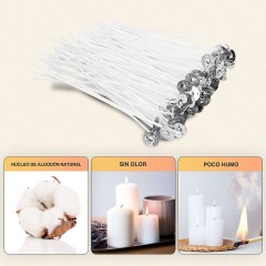 Mechas para velas con arandela (pack de 100) Moldes para velas