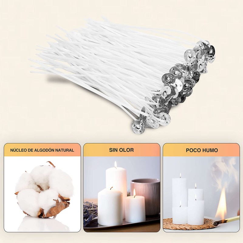 Mechas para velas con arandela (pack de 100)