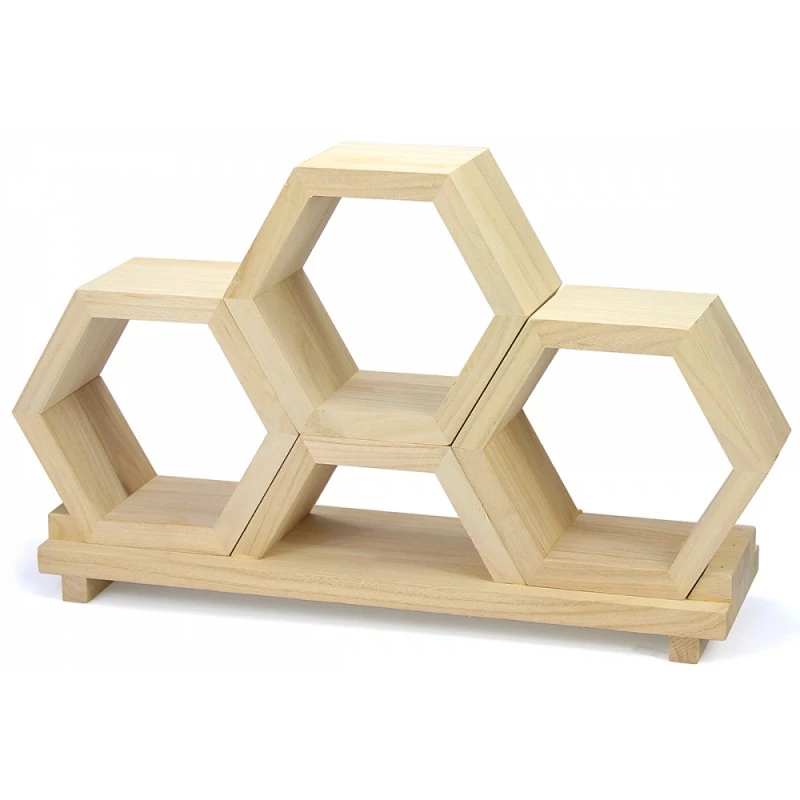 Présentoir en bois massif 3 alvéoles Cadeaux et divers