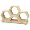Prateleira de painéis hexagonais de madeira