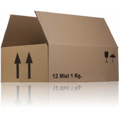 Boîte en carton de 12 pots de miel de 1kg Emballage