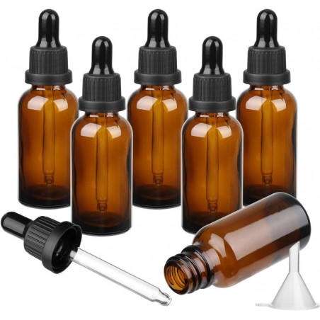 Pack of 25 units amber glass bottles 20ml + dropper Honey Crystal Jars