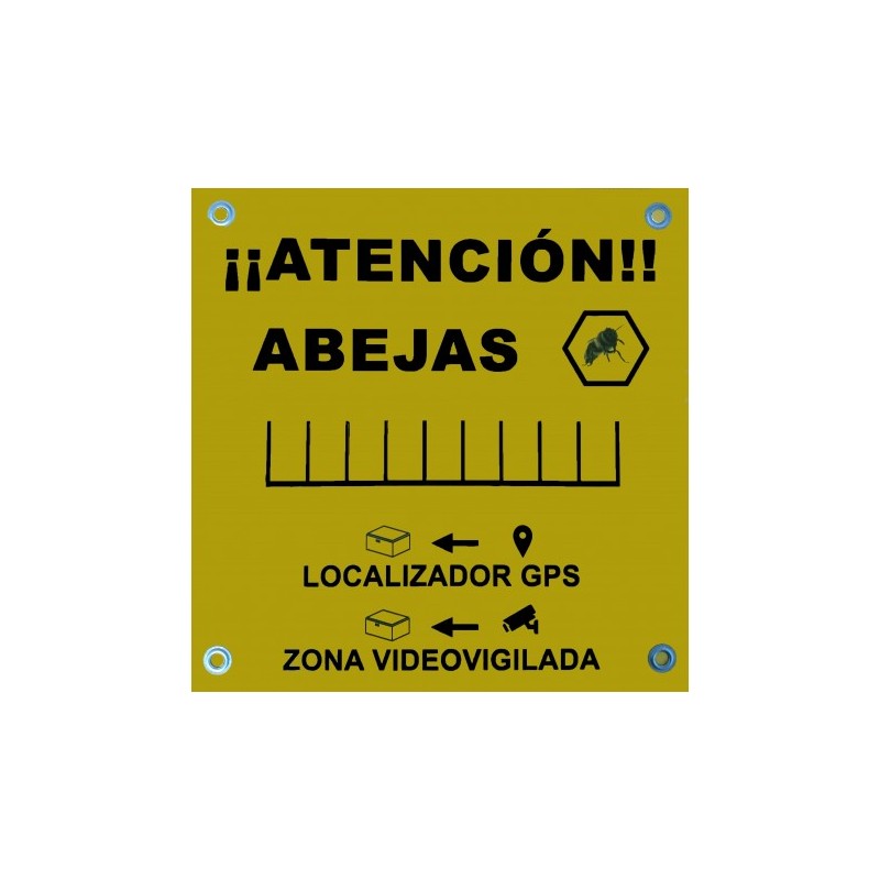 Cartello doppio: "Atención abejas y zona videovigilada" Spagnola