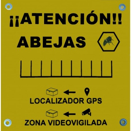 Sign "Atención abejas y zona videovigilada" (spanish) Bee signs