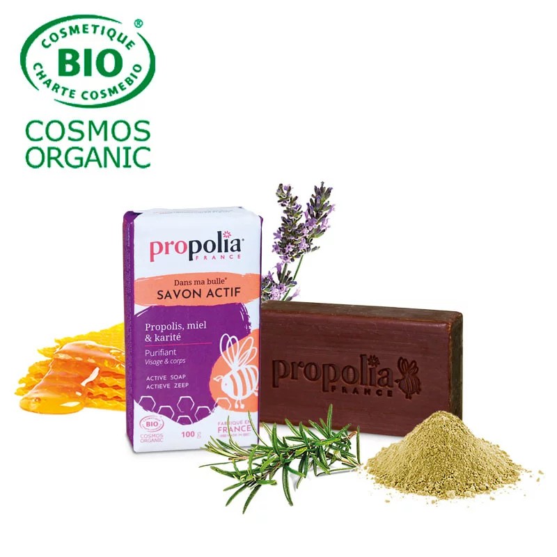 Jabon activo Propolia© con Propolis, miel y karité Cosmética