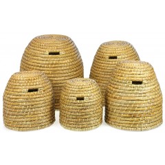 Set of 5 Traditional Straw skep beehives Decoration