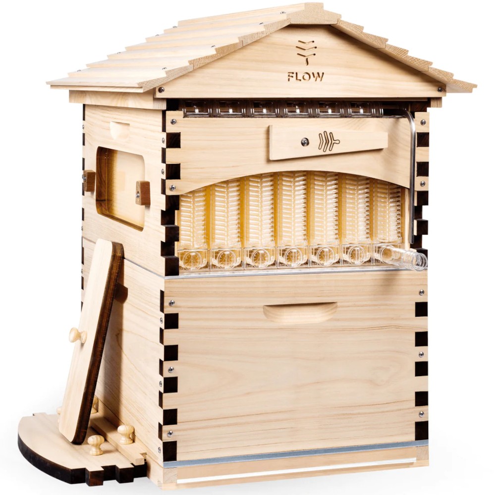 Flow-Imker-Set – Selbstfließender Bienenstock Aus Holz Mit Sichtfenster, Wachswaben & Honigschleuder – Komplett Für Einsteiger