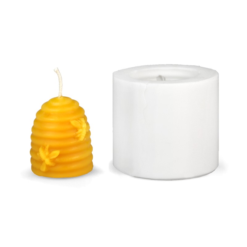 Stampo candela - Alveare di paglia con api