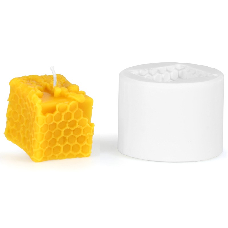 Candle mold - Cube with honeycomb and bee