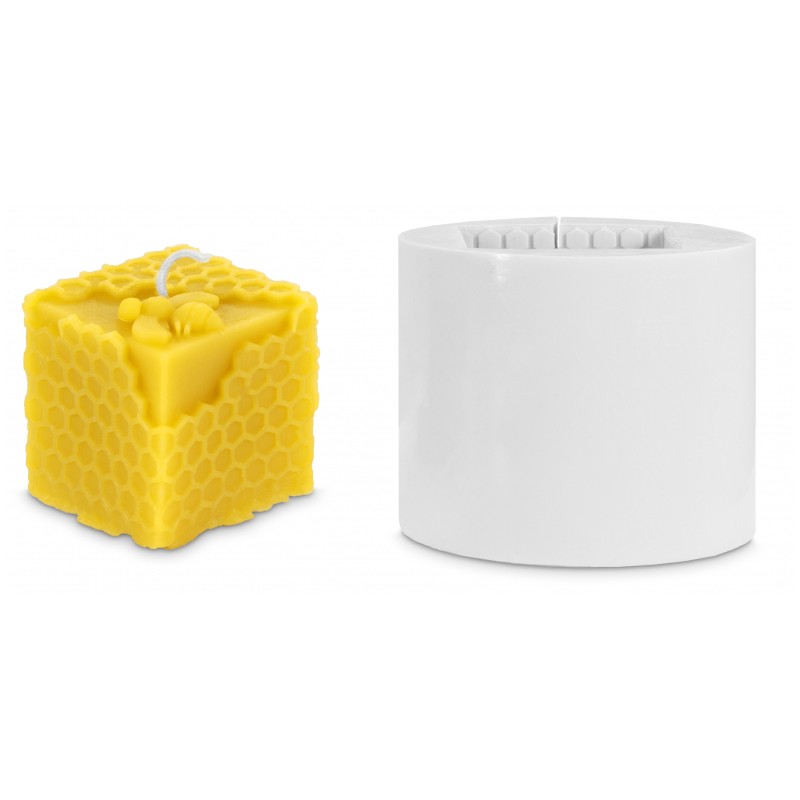 Candle mold - Cube with honeycomb and bee