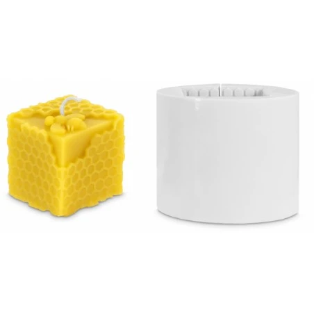 Molde para velas - Cubo com favo de mel e abelha