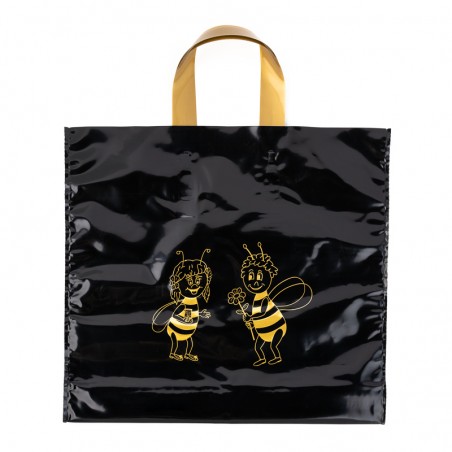 Sac cadeau 2×1 kg (noir, abeilles dorées) - Pack 25 u. Cartons et emballage