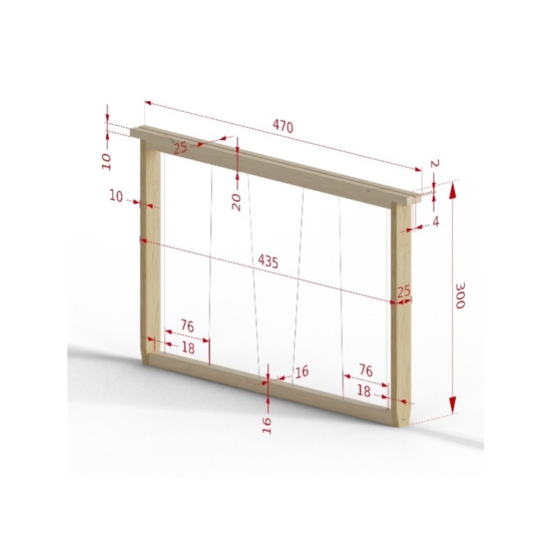 Quadro reto Dadant Blatt com fiação vertical
