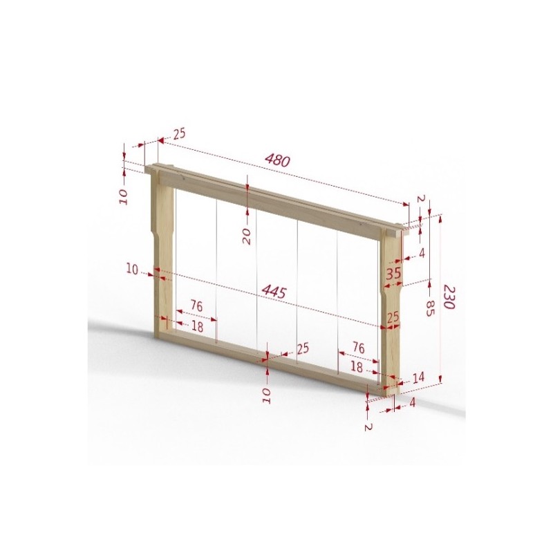 Quadro Langstroth Hoffmann com aramado vertical