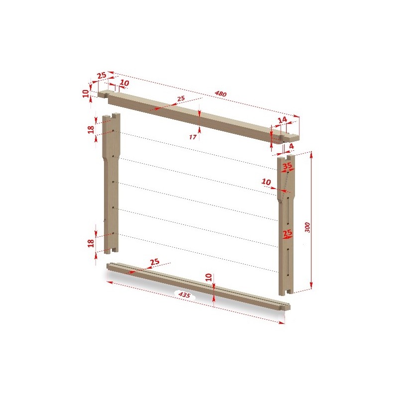 Dadant US hoffman frame Premium wired, tightened with eyelet Beehive frames