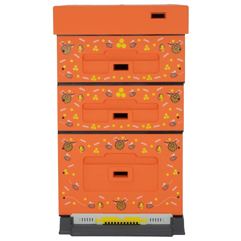 Dadant Blatt Poly Beehive LYSON Orange with bee pattern Dadant Blatt Beehives