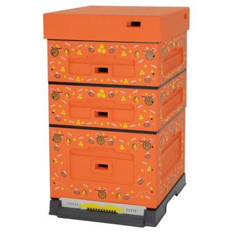 Beute Dadant Blatt Styropor LYSON Orange mit Bienenmotiv