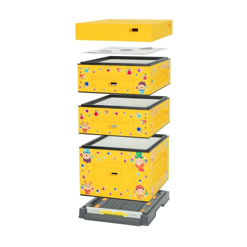 Dadant Blatt Beute LYSON Gelb mit Kinder-Design