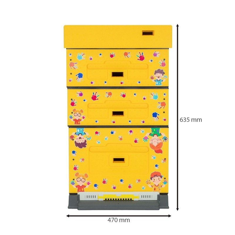 Dadant Blatt Beute LYSON Gelb mit Kinder-Design