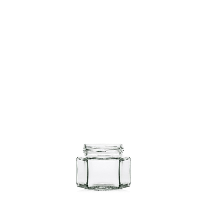 Pot en verre hexagonal 106 ml TO53 Pots en verre pour miel Pot en verre hexagonal 106 ml TO53 Pots en verre pour miel