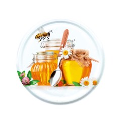 Couvercle Twist-Off Ø82 “Pots de miel avec cuillère” – Pasteurisable Couvercles