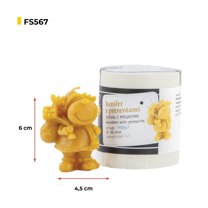Stampo per candele - Renna con regali