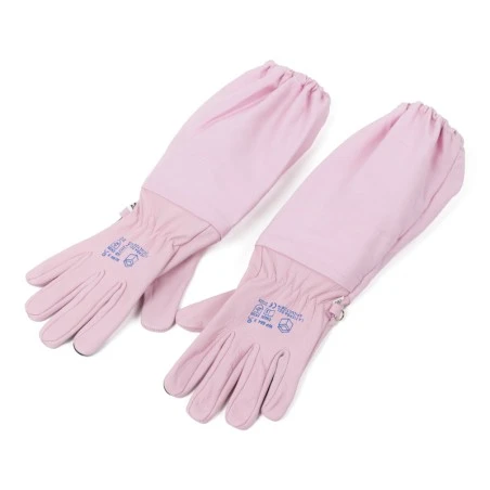 Gants d’apiculture Pink Line en cuir fleur – Couleur rose Gants d'apiculture