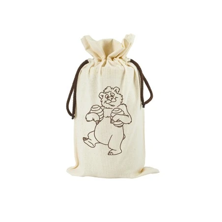 Saco de algodão com urso para frasco de mel