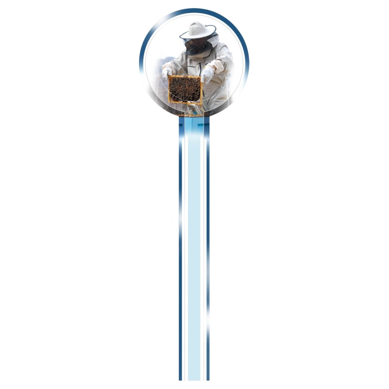 Selbstklebendes Deckelsiegel „Imker bei der Arbeit“ – Pack 100 Stk. Selbstklebendes Deckelsiegel „Imker bei der Arbeit“ – Pack 100 Stk.