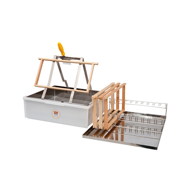 Vasca per disopercolare con supporto inox e contenitore in plastica Vasca per disopercolare con supporto inox e contenitore in plastica
