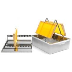 Uncapping tray with stainless steel support and plastic tub Uncapping tools