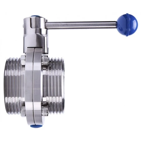 DIN DN50 Butterfly-Ventil Außengewinde beidseitig Inox