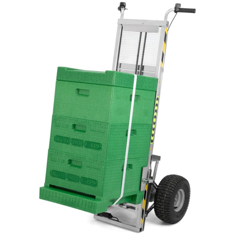 Carretilla transporta colmenas con elevador EWG Transporte colmenas y bidones