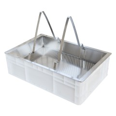 Vasca per disopercolare con supporto inox e contenitore in plastica