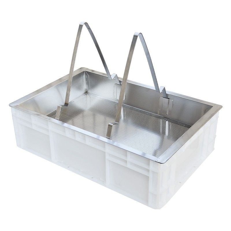 Bandeja de desoperculação com suporte inox e cuba plástica