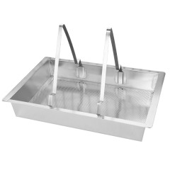 Bandeja de desoperculação com suporte inox e cuba plástica