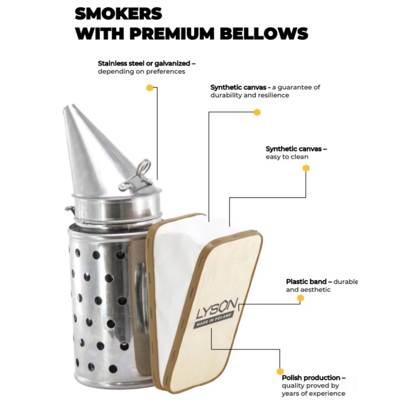 Ahumador inox LYSON con fuelle estilo Fogués Ahumadores abejas