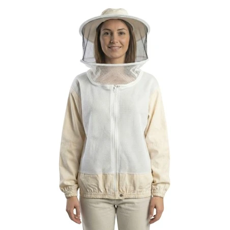 Verstärkte, belüftete Imkerjacke mit rundem Schleier